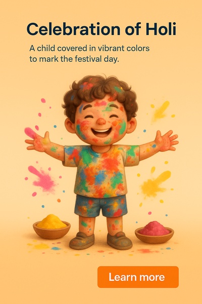Vibrant Celebration of Holi Festival with Child Illustration