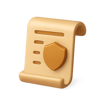 3D Icon of a Document with Shield Symbolizing Security
