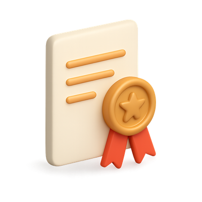3D Award Certificate with Ribbon Icon in Isometric View