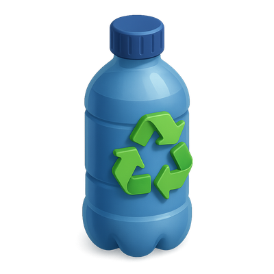 3D Recycling Water Bottle Icon in Isometric View