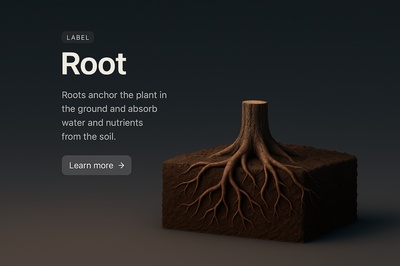 3D Scene of Roots in a Dark Gradient Background