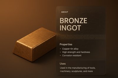 Realistic 3D Bronze Ingot with Informative Overlay