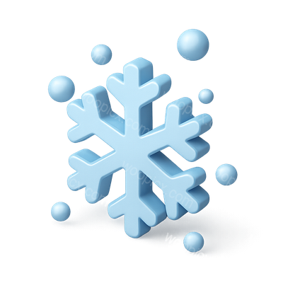 Stylized 3D Snowflake Icon with Bubbles