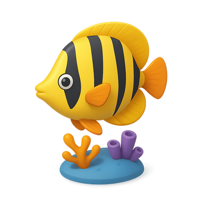 Colorful Cartoon Fish with Coral