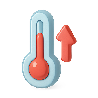 Stylized Thermometer Icon Representing Rising Temperature