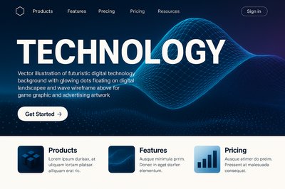 Futuristic Landing Page Design with Technology Theme