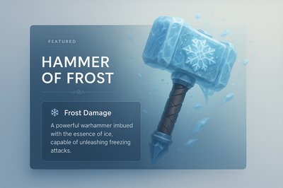 Hammer of Frost: 3D Illustration with Integrated Design Elements