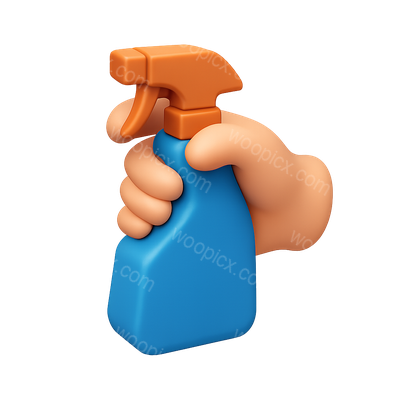 3D Icon of a Hand Holding a Spray Bottle