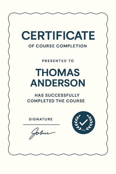 Formal Certificate of Course Completion Design