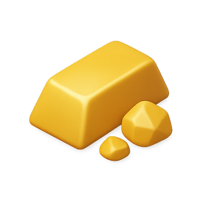 Stylized Gold Bar and Nuggets Illustration