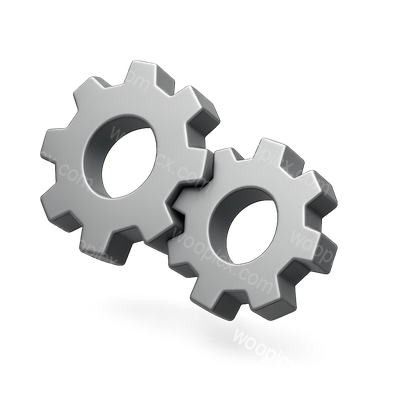 Stylish 3D Interlocking Gears Icon for Technology