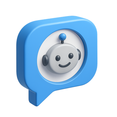 3D Chatbot Icon in Minimalist Design