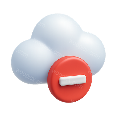 3D Negative Cloud Icon with Red Minus Sign