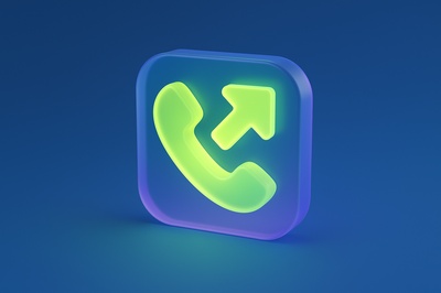 Glowing 3D Phone Outgoing Icon with Transparent Elements