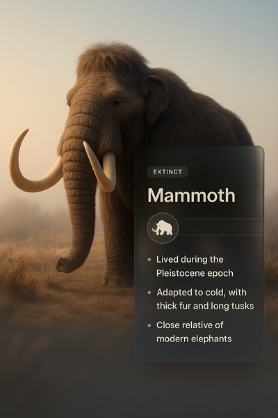 Mammoth Illustration with Design Elements