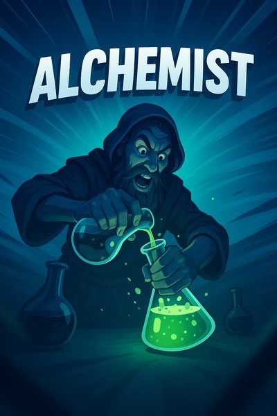 Dynamic Alchemist in Action with Vibrant Colors