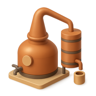 Stylized 3D Distillation Apparatus Icon