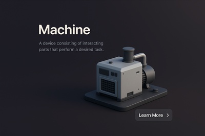 Realistic 3D Machine in Dark Gradient Background