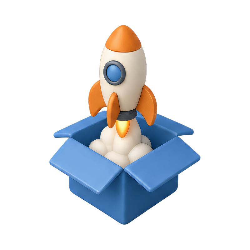 rocket launching from a box
