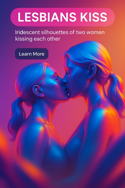 Iridescent Illustration of Two Women Kissing