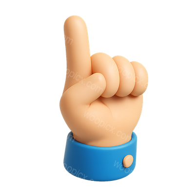 Stylized 3D Pointing Hand Icon with Isometric View