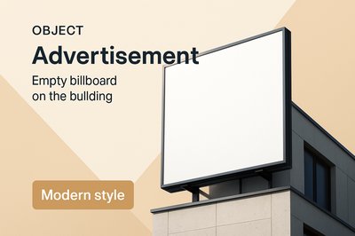 Empty Modern Billboard Advertisement on Building
