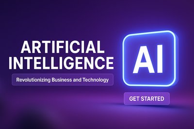 Futuristic Banner on Artificial Intelligence with Neon Effects