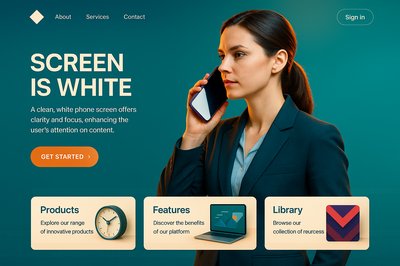 Businesswoman Holding Phone with White Screen in Realistic Style