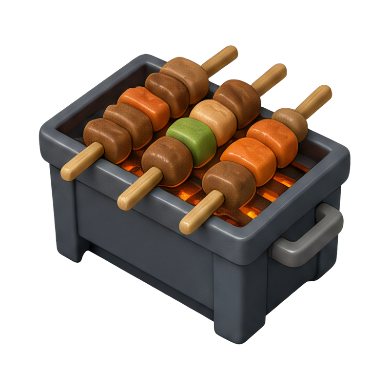 barbecue grill with skewers