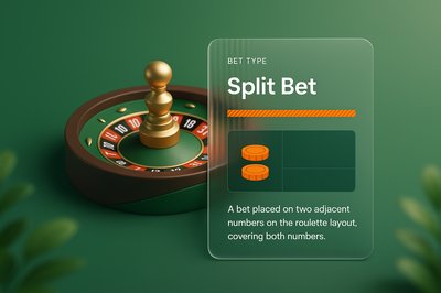 3D Illustration of Split Bet on Roulette Table