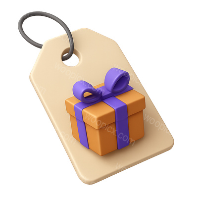 3D Gift Icon with Tag in Isometric View