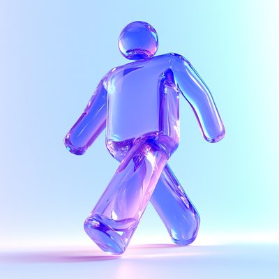 Stylized 3D Transparent Figure in Motion