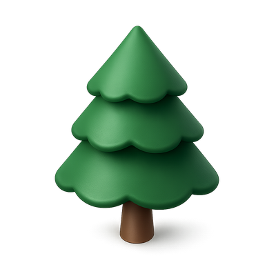 Stylized 3D Pine Tree Icon with Volumetric Feel