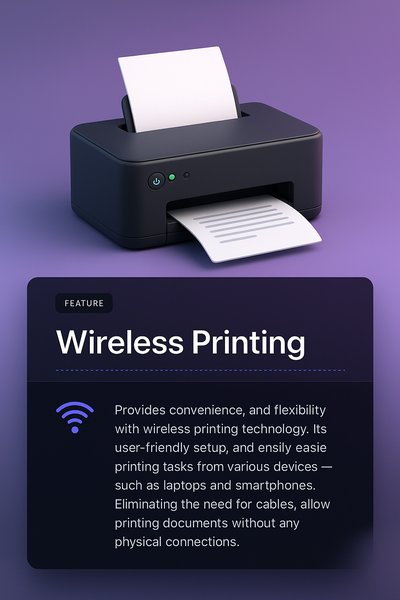 3D Illustration of a Wireless Printer with Feature Highlight