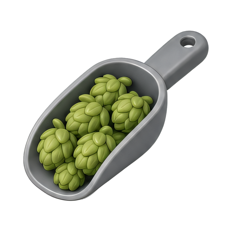 fresh hop cones in hand