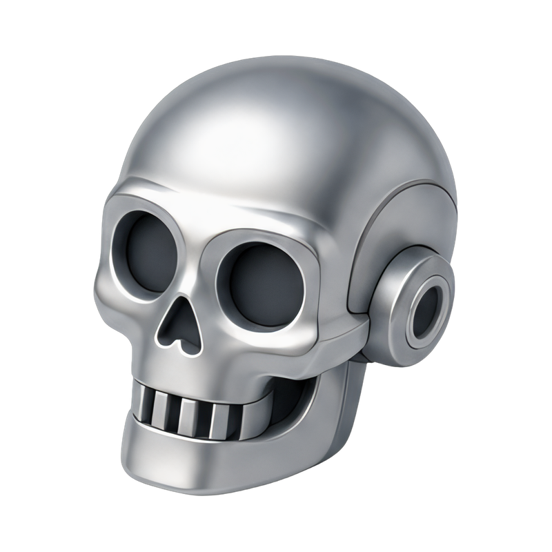 chrome robot skull design