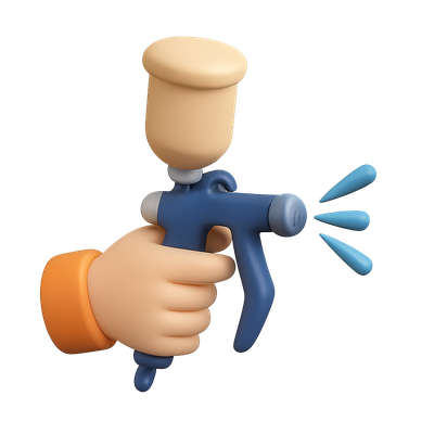 3D Spray Gun Icon in Hand with Isometric Design