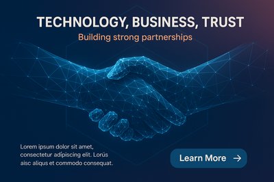 Glowing Wireframe Hands Handshake Illustration for Business Trust