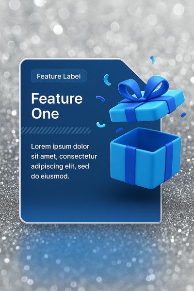 Abstract Silver Glitter Bokeh Background with 3D Elements