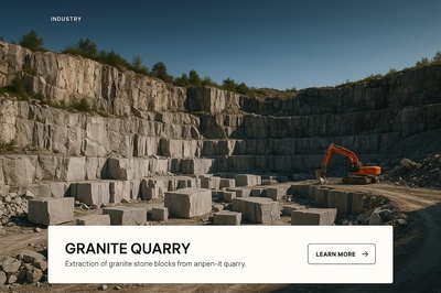 Granite Quarry Extraction Scene with Heavy Machinery