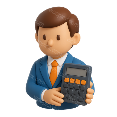 3D Accountant Icon Holding Calculator in Isometric View