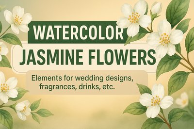 Watercolor Jasmine Flowers Decorative Graphic for Design Projects