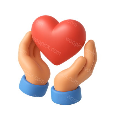3D Heart Held by Hands Icon with Isometric View