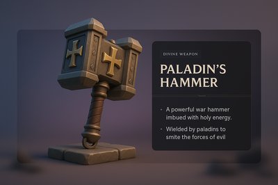 3D Illustration of a Paladin's Hammer with Engaging Design Elements
