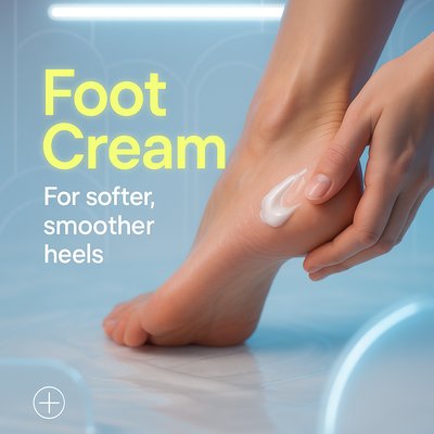 Promotional Foot Cream Advertisement with Soft Visuals