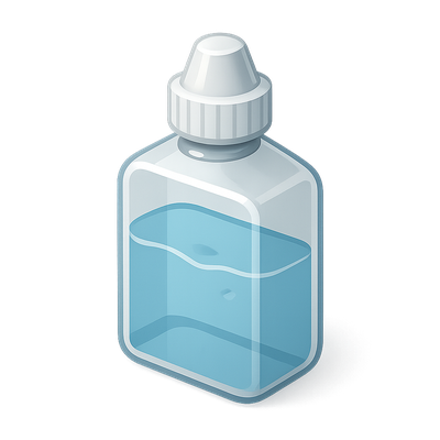 3D Icon of Saline Solution Bottle with Isometric View