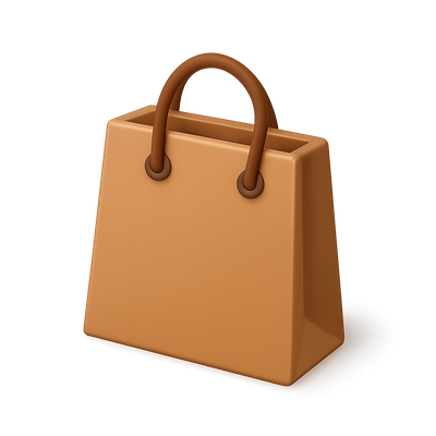 Stylish 3D Brown Bag Icon with Isometric View