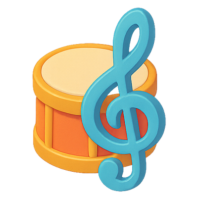 Colorful Cartoon Music Drum with Treble Clef