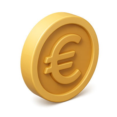 Stylish 3D Euro Icon with Volumetric Design