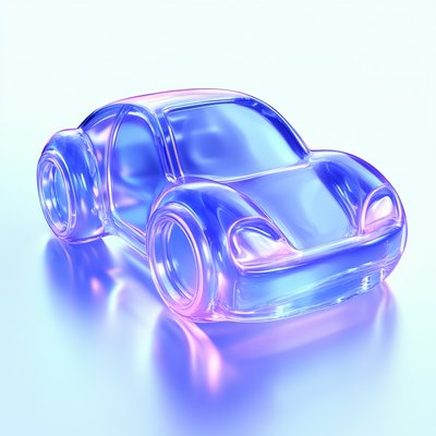 Futuristic Transparent Car Model in Neon Colors